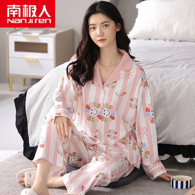 Pajamas Women''s Spring and Autumn 100 Cotton Long Sleeve Internet Celebrator Cute Cotton Women''s Outwear Home Clothes plus size 5XL - Image 5