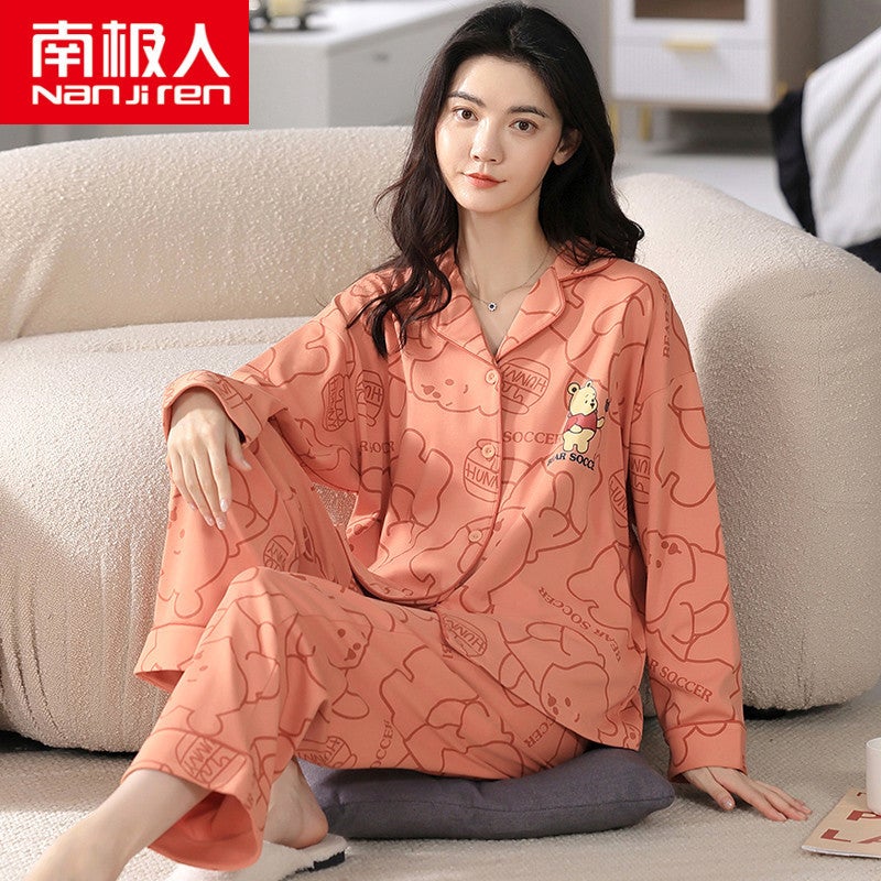 Pajamas Women''s Spring and Autumn 100 Cotton Long Sleeve Internet Celebrator Cute Cotton Women''s Outwear Home Clothes plus size 5XL - Image 4
