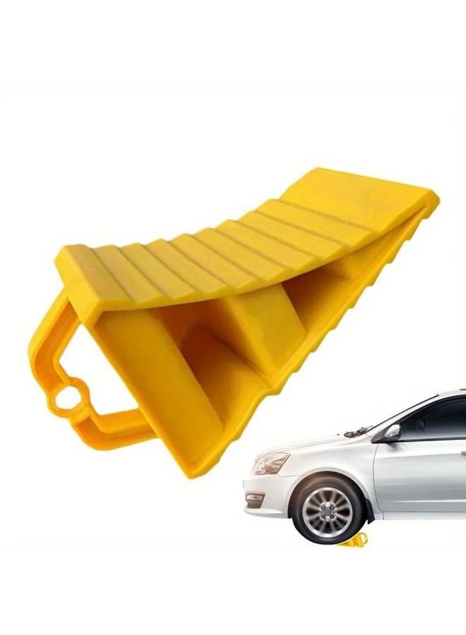 Yellow Wheel Chock with Handle Portable Parking Block for Trailers RVs and Cars - Image 5