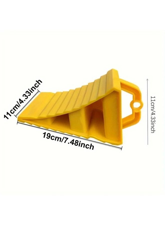 Yellow Wheel Chock with Handle Portable Parking Block for Trailers RVs and Cars - Image 4