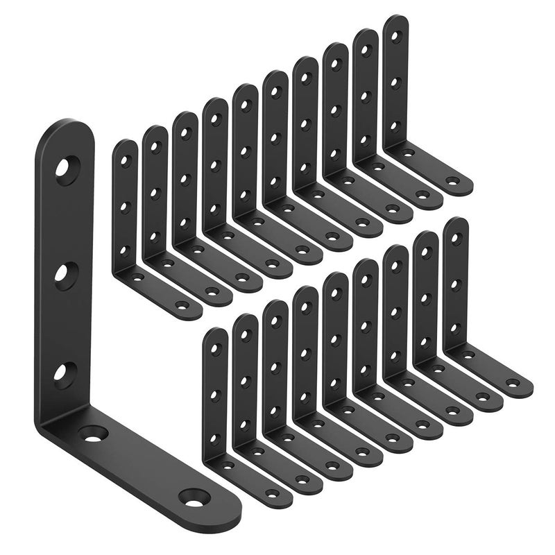 Emeroll 20 Pcs L Corner Brace Heavy Duty Shelf Brackets 4 X 3 Inch L Joint Angle Brackets Shelf Support Corner Braces For Shelves  Furniture Cabinet Bookshelf With Screws - Image 1