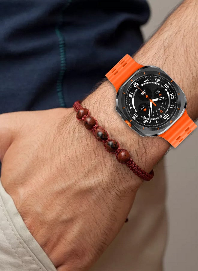 CATANES (for Samsung Galaxy Watch 7 Ultra 47mm) Silicone Band Soft Ocean Silicone Sport Strap Replacement Accessory Orange - Image 3