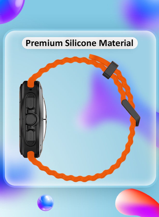 CATANES (for Samsung Galaxy Watch 7 Ultra 47mm) Silicone Band Soft Ocean Silicone Sport Strap Replacement Accessory Orange - Image 4