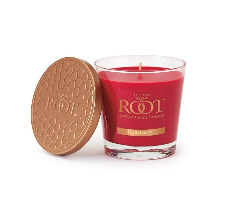 Root Candles 887368 Honeycomb Veriglass Scented Beeswax Blend Candle Small Hollyberry