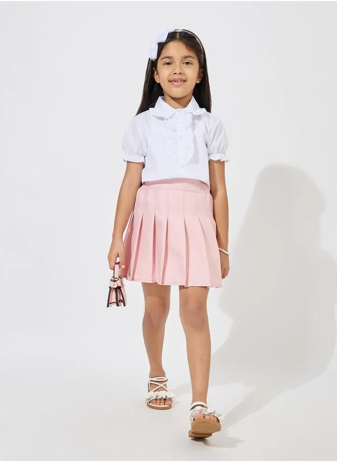 Styli Ruffle Trim Short Sleeves Shirt
