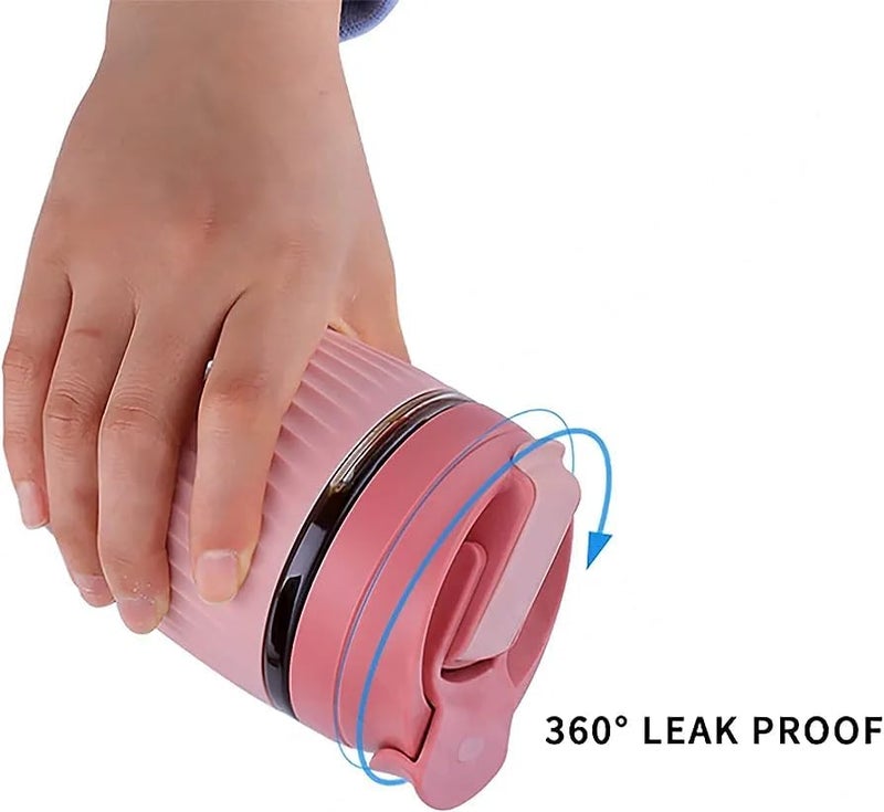 TINKDAS Reusable Glass Mug Sipper Tumbler with Straw Unique 2 in 1 Anti Spill Lid Microwave Safe Leakproof Glass with AntiSlip Grip for Hot Cold Coffee Car Office Travel use 350ml - Image 4