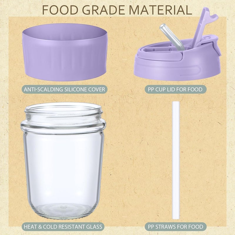 TINKDAS Reusable Glass Mug Sipper Tumbler with Straw Unique 2 in 1 Anti Spill Lid Microwave Safe Leakproof Glass with AntiSlip Grip for Hot Cold Coffee Car Office Travel use 350ml - Image 5