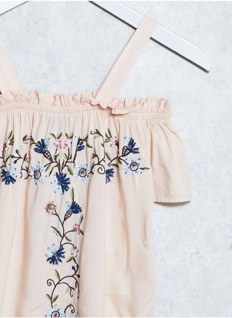 NEW LOOK Teen Cold Shoulder Embroidered Top