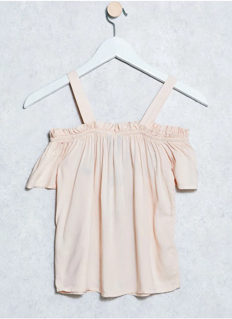 NEW LOOK Teen Cold Shoulder Embroidered Top