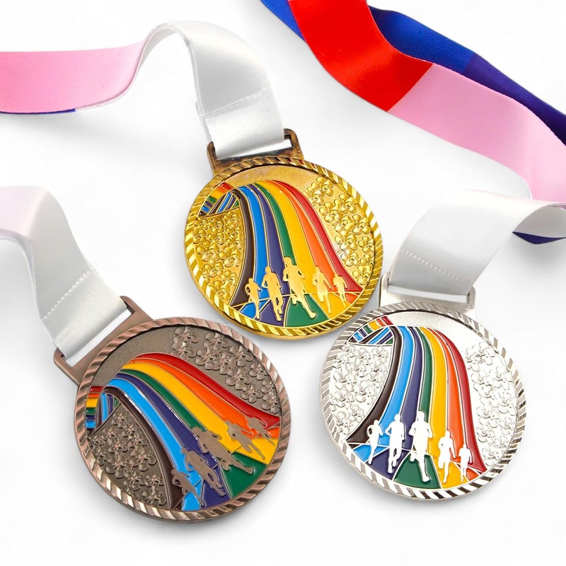 ArtRight Running Compitition Medal - Set of 3, Professional Gold, Silver, Bronze Medals with Color Tag & Ribbon, 1st, 2nd, 3rd Winner Medals (6.5cm Diameter) - Image 5