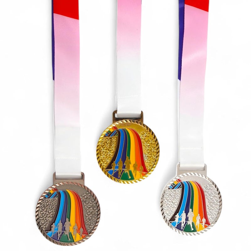 ArtRight Running Compitition Medal - Set of 3, Professional Gold, Silver, Bronze Medals with Color Tag & Ribbon, 1st, 2nd, 3rd Winner Medals (6.5cm Diameter) - Image 4