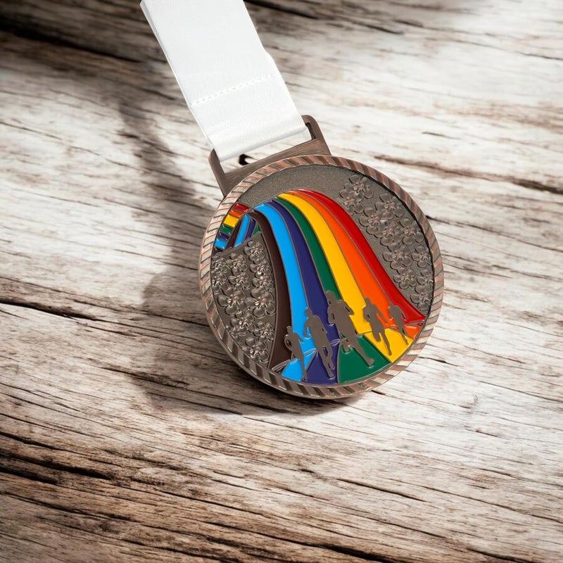 ArtRight Running Compitition Medal - Set of 3, Professional Gold, Silver, Bronze Medals with Color Tag & Ribbon, 1st, 2nd, 3rd Winner Medals (6.5cm Diameter) - Image 2