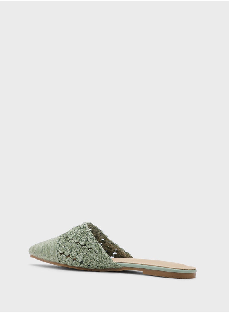 ELLA Raffia Floral Flat Mule  - Image 2