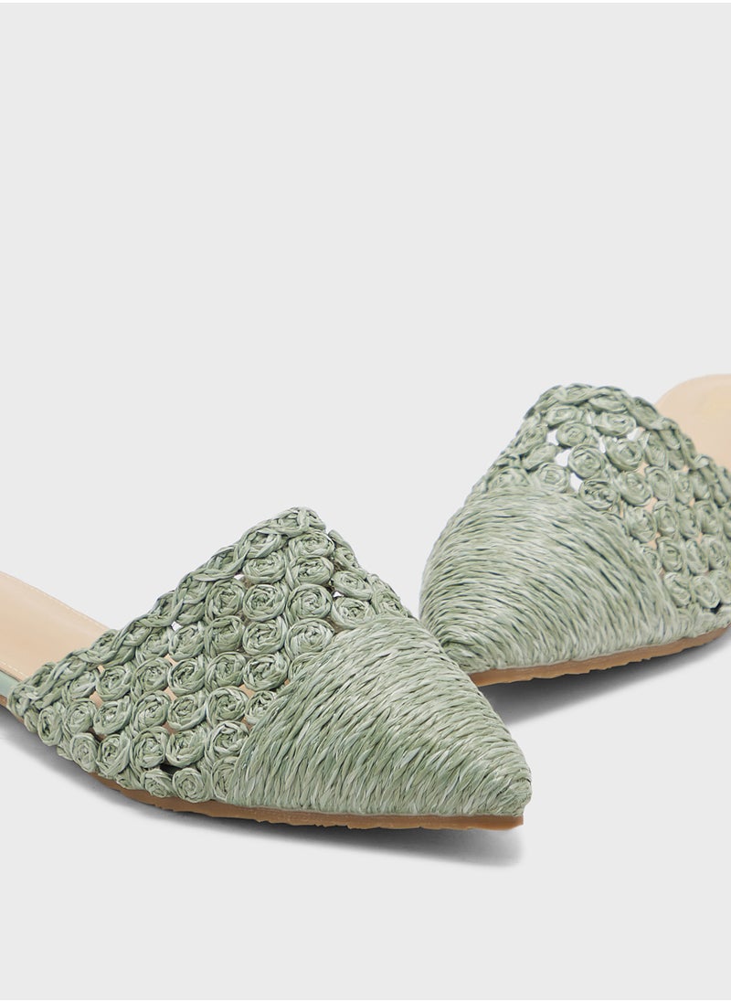 ELLA Raffia Floral Flat Mule  - Image 4