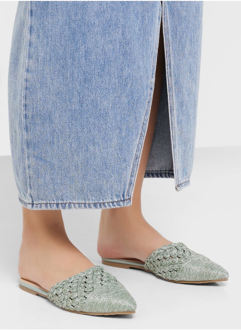ELLA Raffia Floral Flat Mule  - Image 5