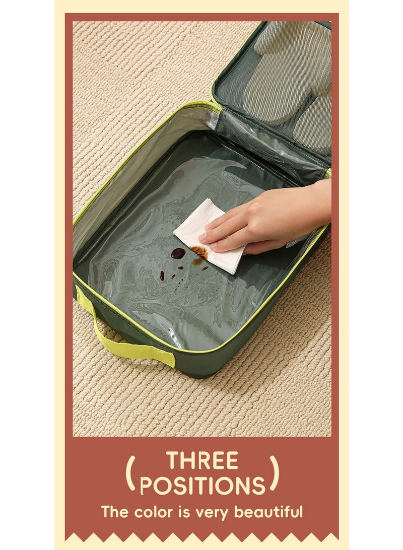 Green Dopamine Twill Shoe Storage Bag - Dustproof Thick, Holds 3 Pairs, Large Travel Organizer - Image 5