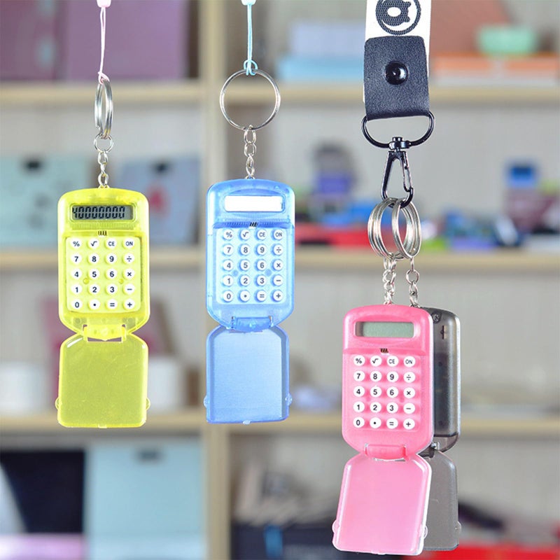 White Pocket Calculator Keyring With Digital Display And Protective Lid - Image 3