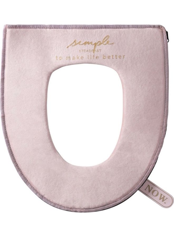 NIBEMINENT Household Winter Toilet Seat Cover Plus Velvet Warm Zipper Pink 20*5*30centimeter - Image 2