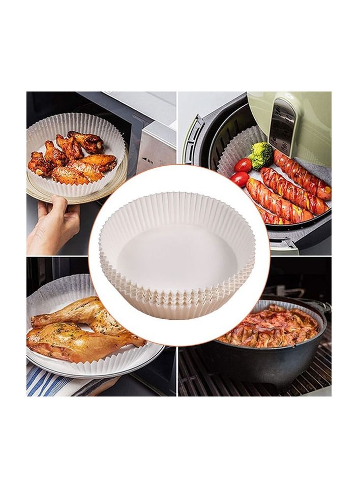 Air Fryer Disposable Paper Liner, 100PCS Non-stick Disposable Air Fryer Liners, Baking Paper for Air Fryer Oil-proof, Water-proof, Parchment for Baking Roasting Microwave 16CM (White) - Image 3
