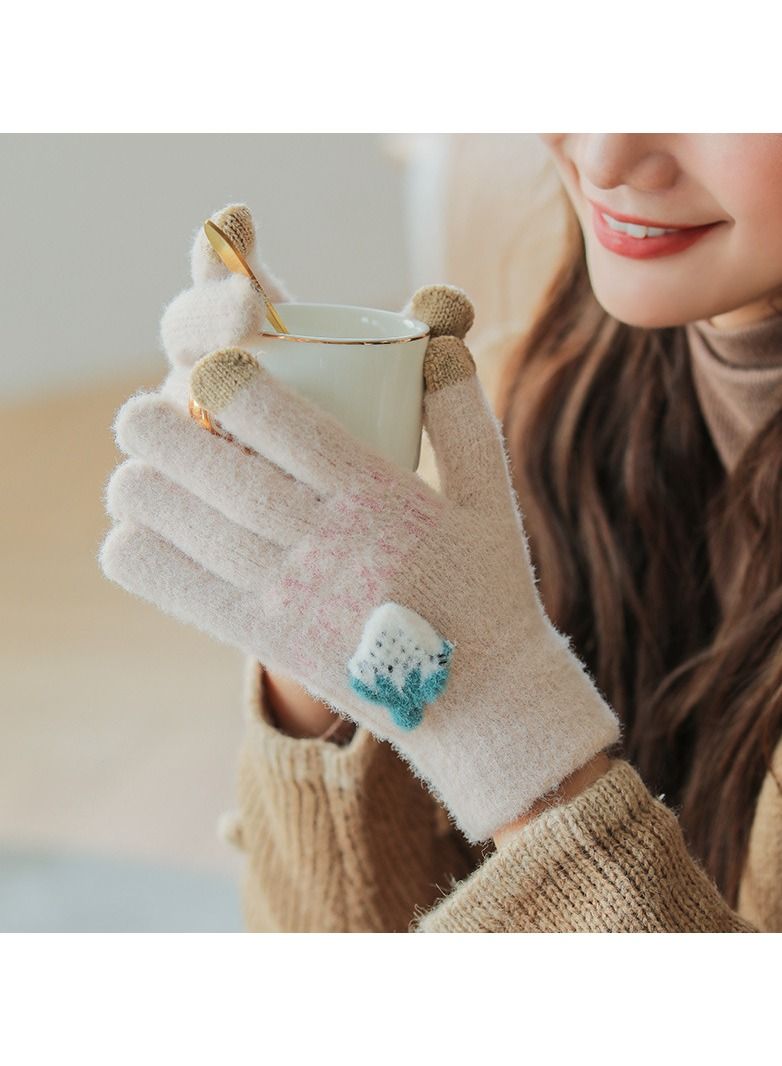 Golovejoy Women's Plush Thermal Knit Touchscreen Thick Gloves 