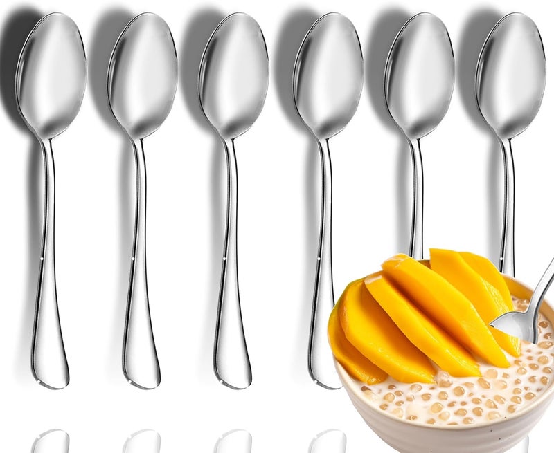 Scent Time Teaspoon Set,6 Piece 6.7" Spoons Silverware, Premium Food Grade 18/10 Stainless Steel Tea Spoons, Metal Dessert Spoon, Durable Kitchen Spoon Set, Mirror Finish & Dishwasher Safe - Image 1