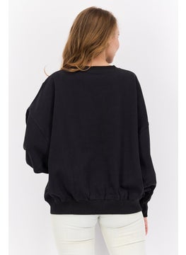 Wrangler Women Crew Neck Printed Sweatshirts, Black  - Image 3