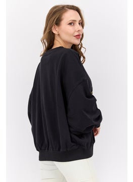 Wrangler Women Crew Neck Printed Sweatshirts, Black  - Image 2