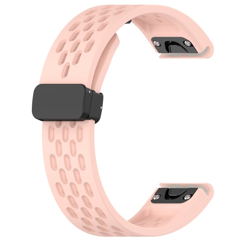 S-TOP For Garmin Fenix 6X Sapphire GPS Quick Release Holes Magnetic Buckle Silicone Watch Band(Pink) - Image 3