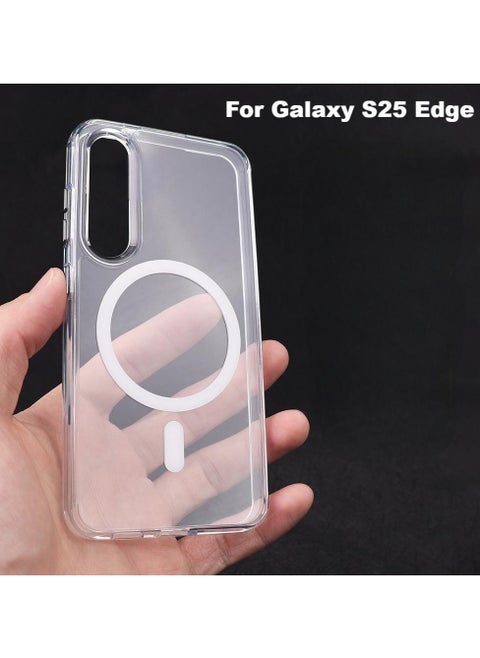 Samsung Galaxy S25 Edge Case, Crystal Clear for Samsung Galaxy S25 Edge Case, [Non-Yellowing][Reinforced Corners] Wireless Charging Shockproof Bumper Protective Phone Case for Galaxy S25 Edge, Magnetic Case for Samsung Galaxy S25 Edge 2025 Magsafe Cover, Shockproof Protection, Anti-Yellow & Anti-Scratch