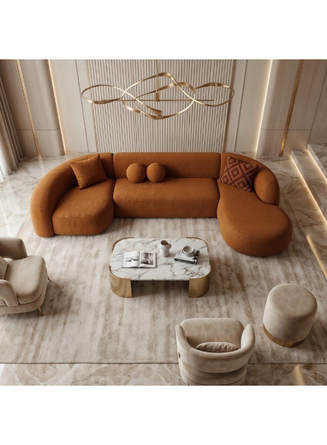 KUSTOMDECO Nova L-Shape Sectional Sofa | Customizable Design Fabric Corner Sofa with Ottoman | Modern Living Room Sofa – Brown - Image 3