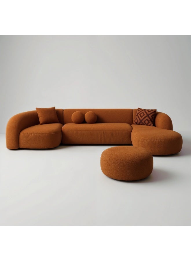 KUSTOMDECO Nova L-Shape Sectional Sofa | Customizable Design Fabric Corner Sofa with Ottoman | Modern Living Room Sofa – Brown - Image 1