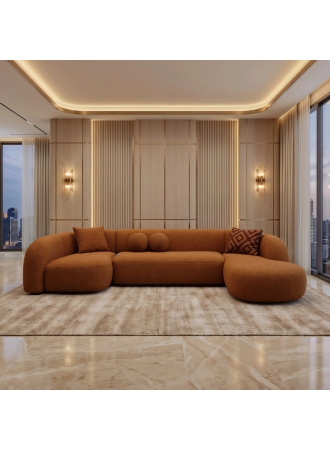 KUSTOMDECO Nova L-Shape Sectional Sofa | Customizable Design Fabric Corner Sofa with Ottoman | Modern Living Room Sofa – Brown - Image 2