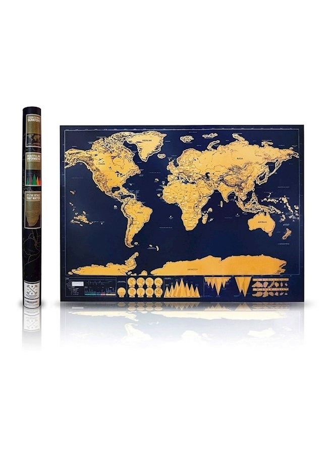 NIBEMINENT World Scratch Off Travel Map Black/Yellow  - Image 1