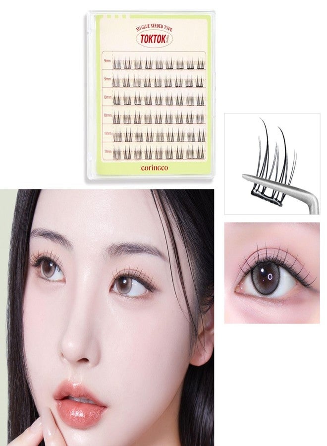 CORINGCO Toktok Hara Light Self Adhesive False Eyelashes, Natural Look, No Glue Needed, Assorted Set of 9/10/11mm, Reusable Lash Clusters Kbeauty - Sharp - Image 2