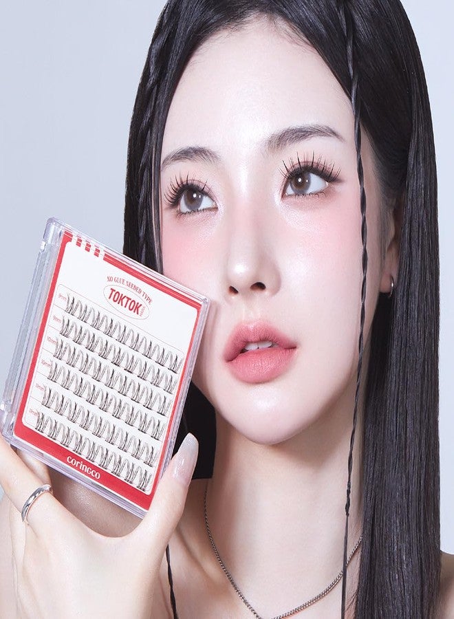 CORINGCO Toktok Hara Light Self Adhesive False Eyelashes, Natural Look, No Glue Needed, Assorted Set of 9/10/11mm, Reusable Lash Clusters Kbeauty - Sharp - Image 4