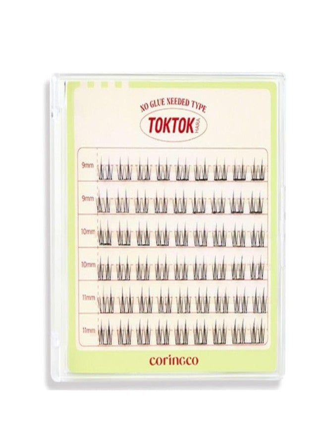 CORINGCO Toktok Hara Light Self Adhesive False Eyelashes, Natural Look, No Glue Needed, Assorted Set of 9/10/11mm, Reusable Lash Clusters Kbeauty - Sharp - Image 1