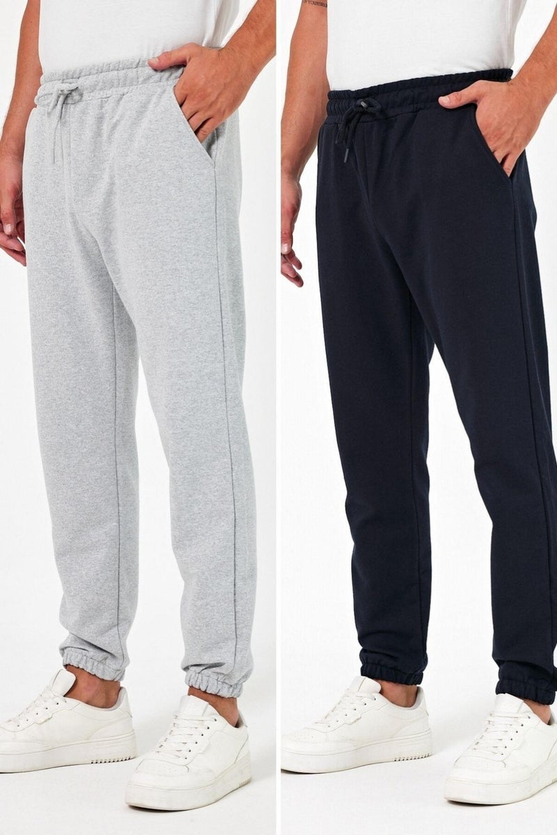 mmetalic Thick Black-Anthracite Men's 2-Pack Sweatpants Jogger Back Pocket Elastic Leg Regular Fit Non-raised  - Image 1