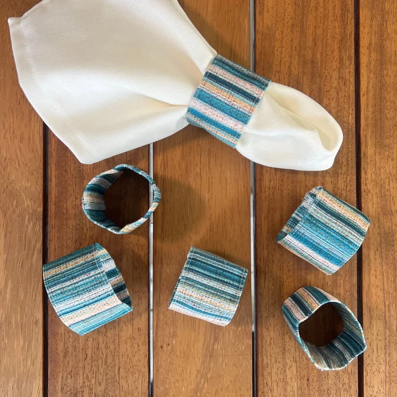Desenİzmir Pattern Izmir Pattern Mir Linen Effect Pattern Fabric Wrap Napkin Ring Ring for 6 People