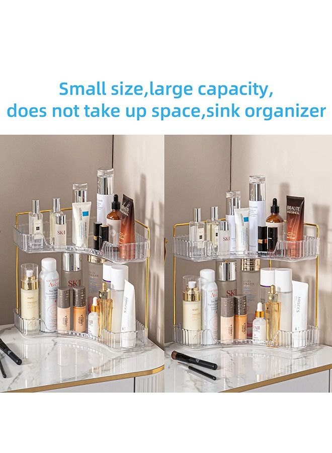 XiuWoo Corner Countertop Skincare Organizer Makeup Organizer 2 Tier Bathroom Organizer for Perfumes and Makeups Skincare Toiletries ect Multifunctional Organizer Rack for Dresser Bedroom Living Room Bathroom - Image 4