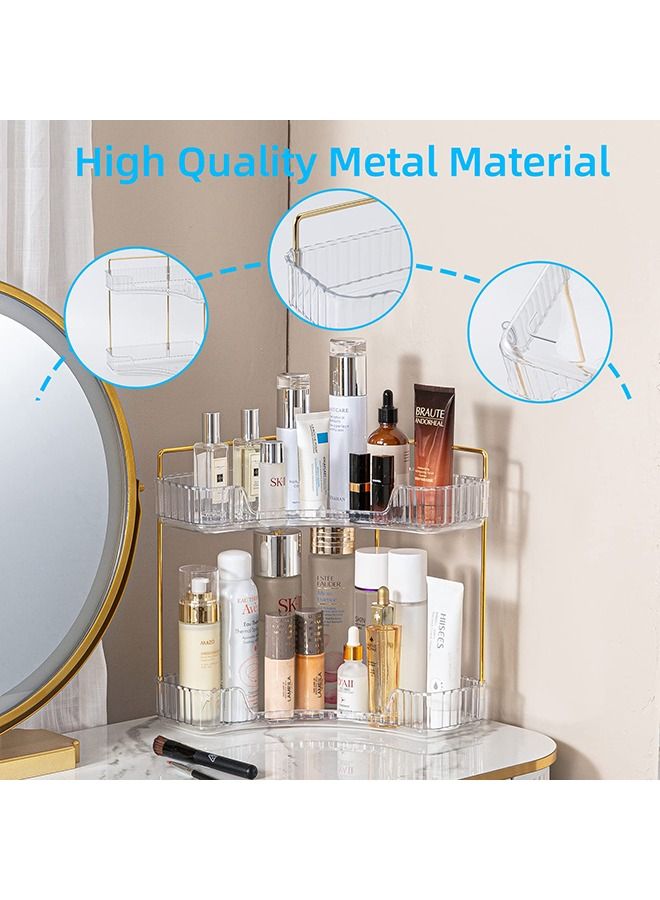 XiuWoo Corner Countertop Skincare Organizer Makeup Organizer 2 Tier Bathroom Organizer for Perfumes and Makeups Skincare Toiletries ect Multifunctional Organizer Rack for Dresser Bedroom Living Room Bathroom - Image 5