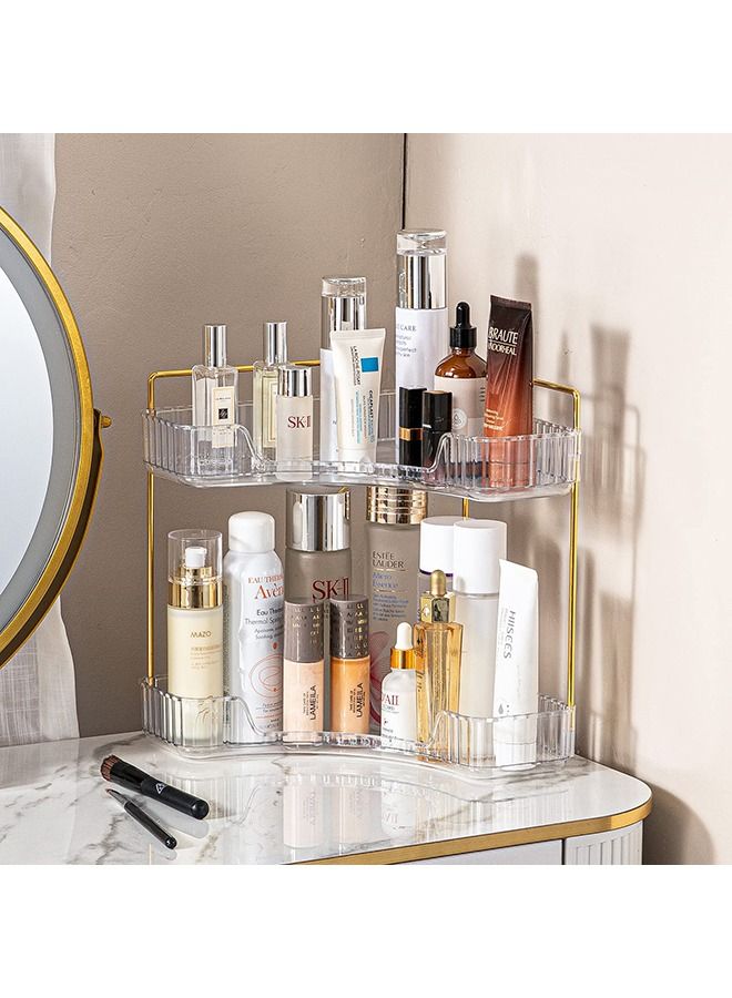 XiuWoo Corner Countertop Skincare Organizer Makeup Organizer 2 Tier Bathroom Organizer for Perfumes and Makeups Skincare Toiletries ect Multifunctional Organizer Rack for Dresser Bedroom Living Room Bathroom - Image 1