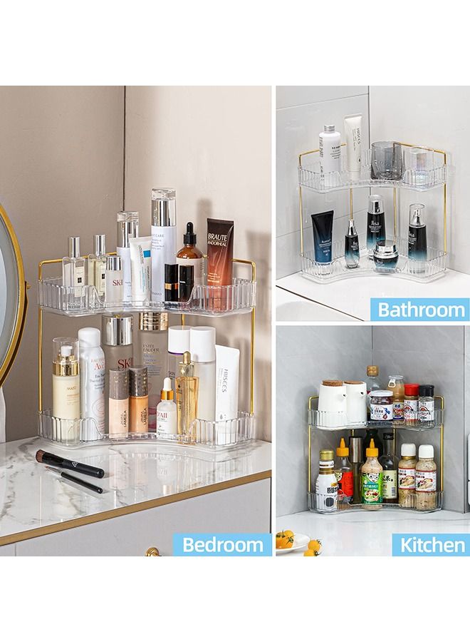 XiuWoo Corner Countertop Skincare Organizer Makeup Organizer 2 Tier Bathroom Organizer for Perfumes and Makeups Skincare Toiletries ect Multifunctional Organizer Rack for Dresser Bedroom Living Room Bathroom - Image 3