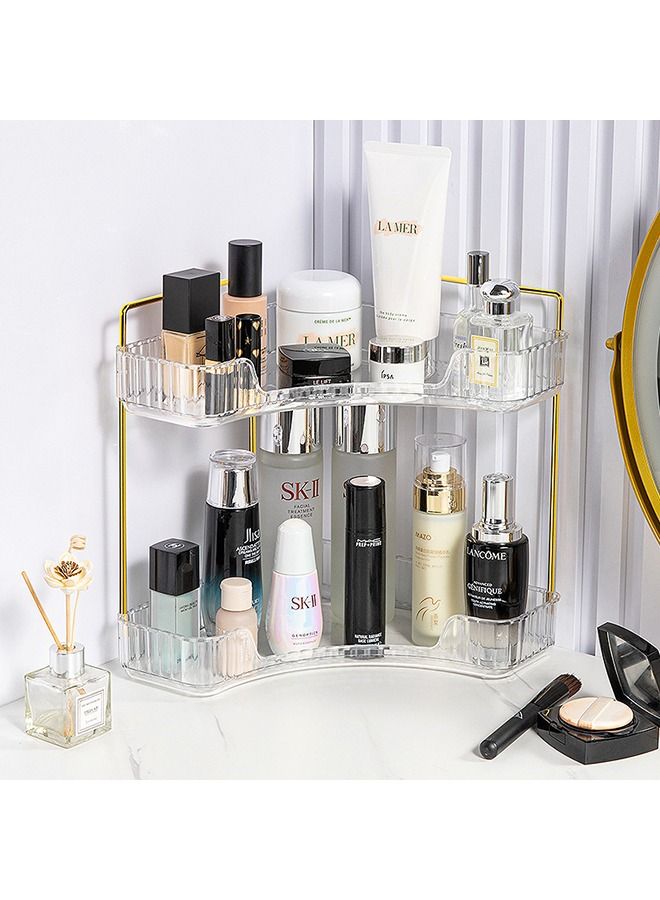 XiuWoo Corner Countertop Skincare Organizer Makeup Organizer 2 Tier Bathroom Organizer for Perfumes and Makeups Skincare Toiletries ect Multifunctional Organizer Rack for Dresser Bedroom Living Room Bathroom - Image 2