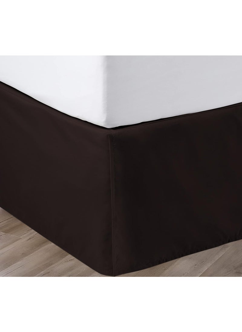 SGI bedding SGI bedding 18 Inch Drop Bed Skirt Queen Size with Platform to Stay in Place Elegant Pleated Design with Split Corners Wrinkle Resistant Fabric for Modern and Stylish Look - Chocolate  - Image 1