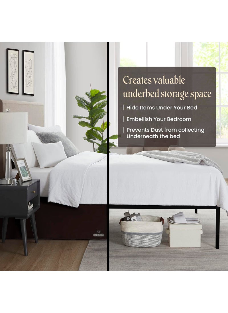 SGI bedding SGI bedding 18 Inch Drop Bed Skirt Queen Size with Platform to Stay in Place Elegant Pleated Design with Split Corners Wrinkle Resistant Fabric for Modern and Stylish Look - Chocolate  - Image 3