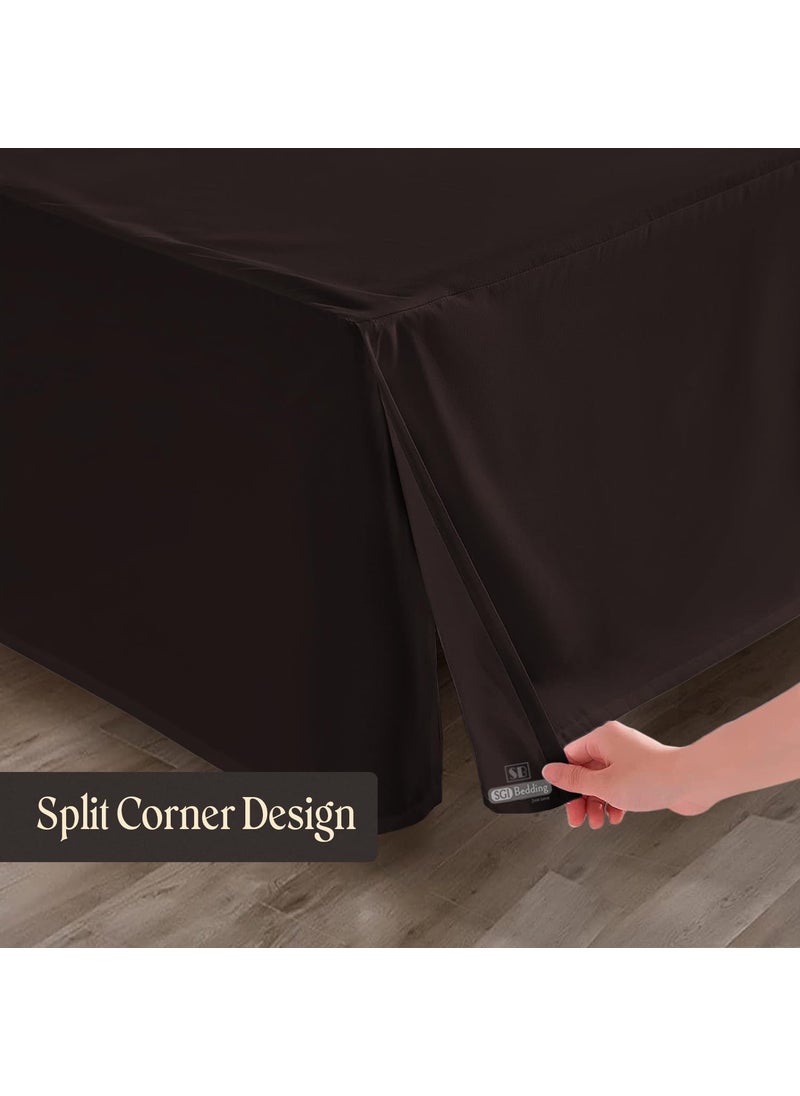 SGI bedding SGI bedding 18 Inch Drop Bed Skirt Queen Size with Platform to Stay in Place Elegant Pleated Design with Split Corners Wrinkle Resistant Fabric for Modern and Stylish Look - Chocolate  - Image 5