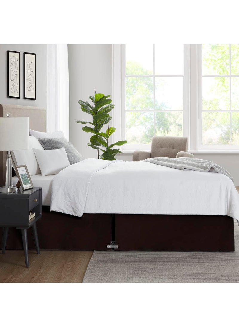 SGI bedding SGI bedding 18 Inch Drop Bed Skirt Queen Size with Platform to Stay in Place Elegant Pleated Design with Split Corners Wrinkle Resistant Fabric for Modern and Stylish Look - Chocolate  - Image 4