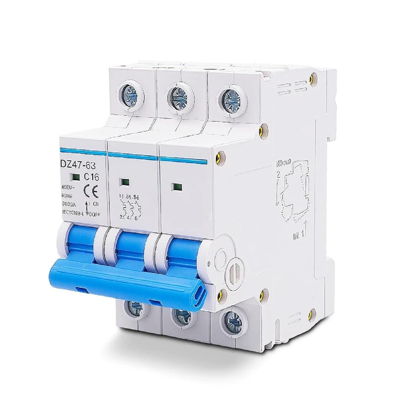 DZ47 63 Three Phase Circuit Breaker 32A 400V C16 DIN Rail Mount Motor Protection Switch - Image 2