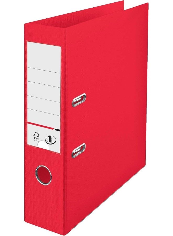 MOMENT Premium A4 Lever Arch File, Power Mechanism, Fsc Certified, Replaceable Spine Labels, Ring Binder, Archiving & Home Office File Organizer, Red  - Image 1