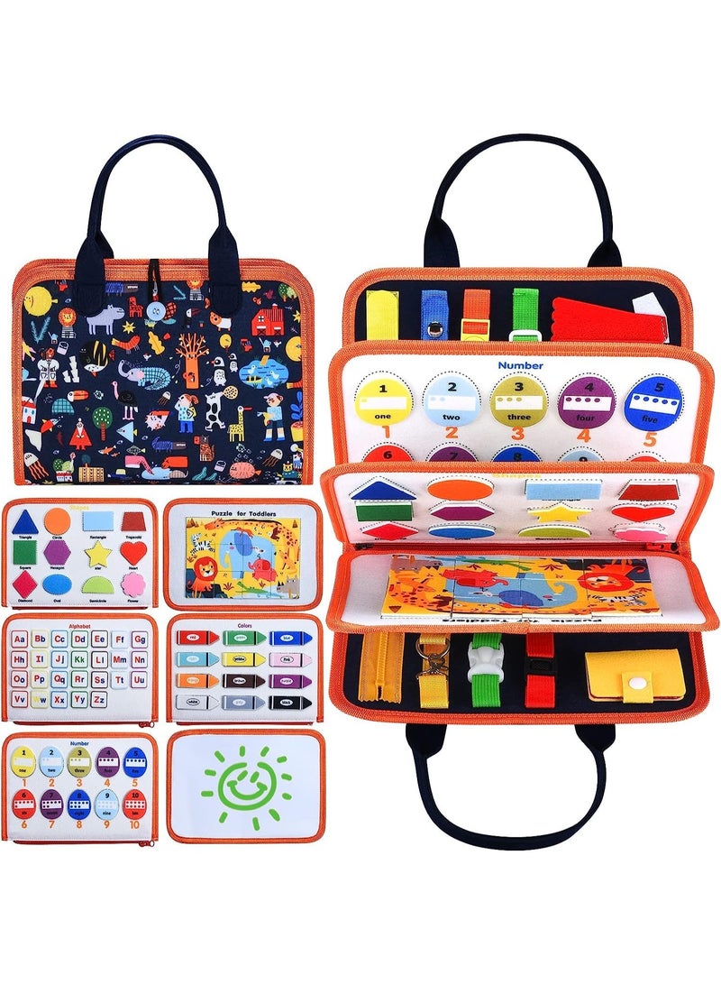 Busy Board Toddlers Sensory Activity, Montessori Toys 3+ Year Old Boy Airplane Travel Essentials Kids Road Trip Games Quiet Book 3 4 5 Yr Birthday Gifts Learning Toy Baby Educational - Image 1